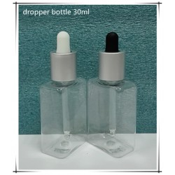 方形 PET30ML滴管瓶 鍍銀旋蓋，黑白膠頭，大量現貨