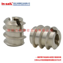 專業供應銅零件用自攻螺套，開槽型內外牙螺套，高品質碳鋼鍍鋅