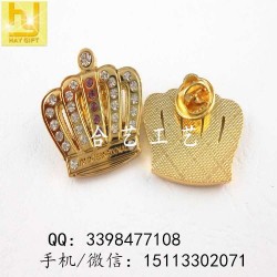 金屬鏤空徽章，皇冠水鉆襟章，鋅合金立體徽章