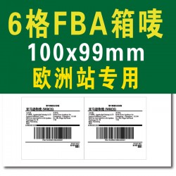 歐洲站6格10*10cm亞馬遜FBA外箱物流倉存轉運條碼標簽